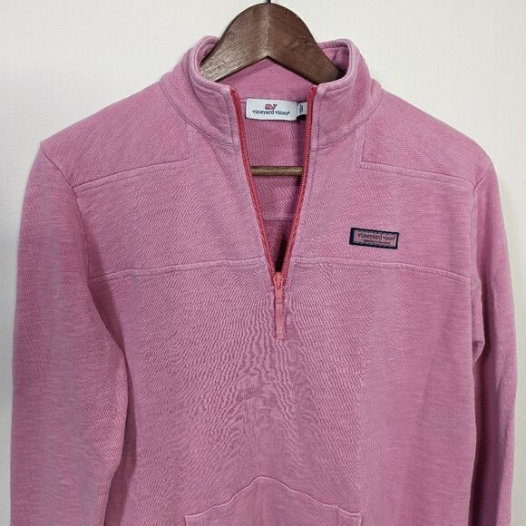 Vineyard Vines Pullover Quarter Zip Pink Sweater - Picture 2 of 11